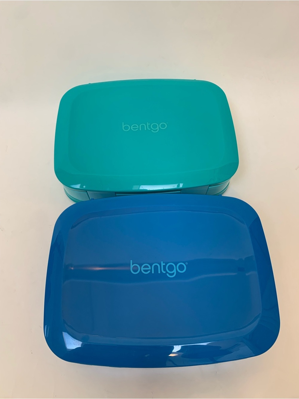 Bentgo Fresh Pair of Travel Lunch Bento Boxes in Teal and Blue, ice pack space